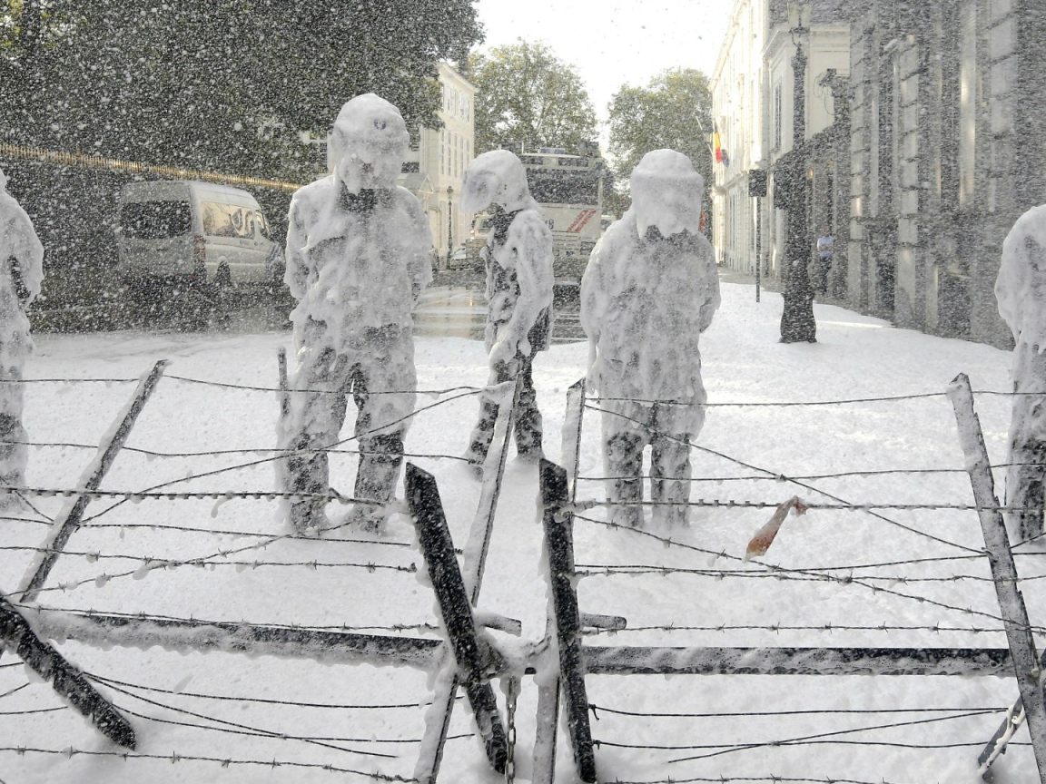 Полиция Брюсселя на забастовке бельгийских пожарных