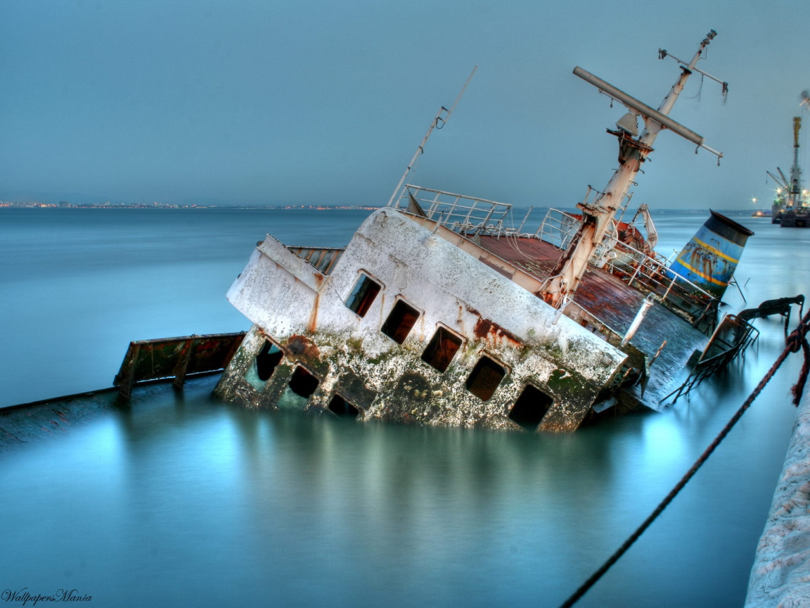 Sunken old ship