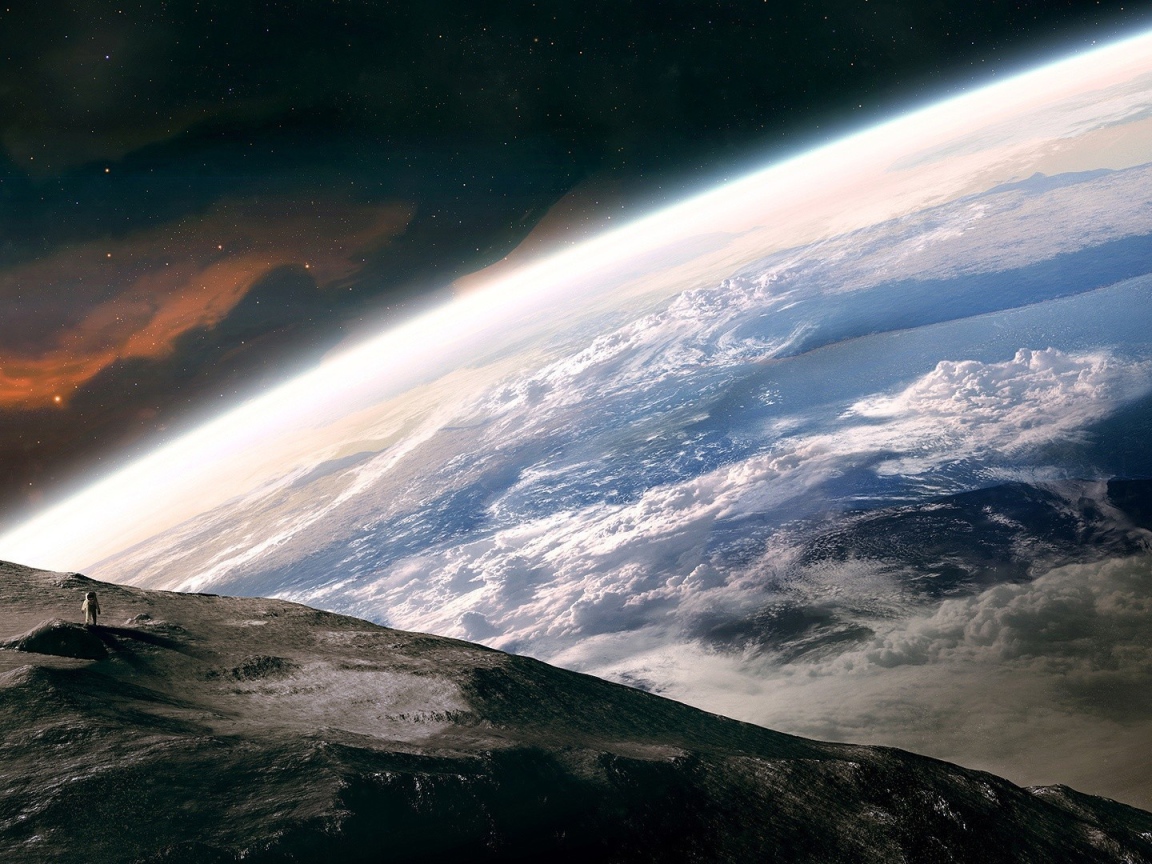 Одинокий космонавт на Луне