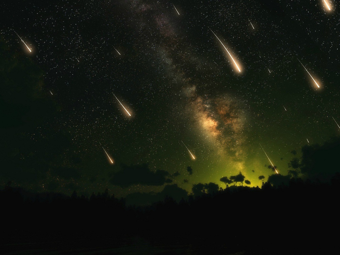 Ночь во время метеоритного дождя