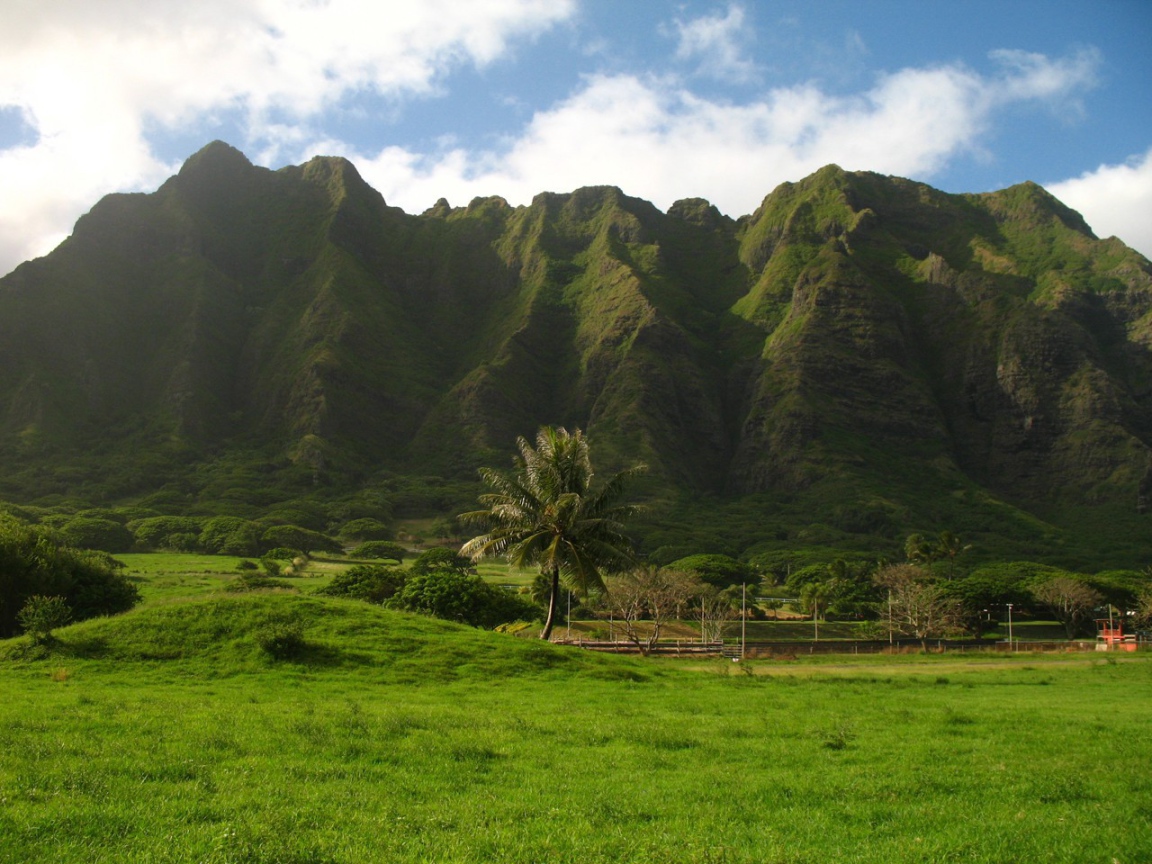 The mountainous terrain in Hawaii