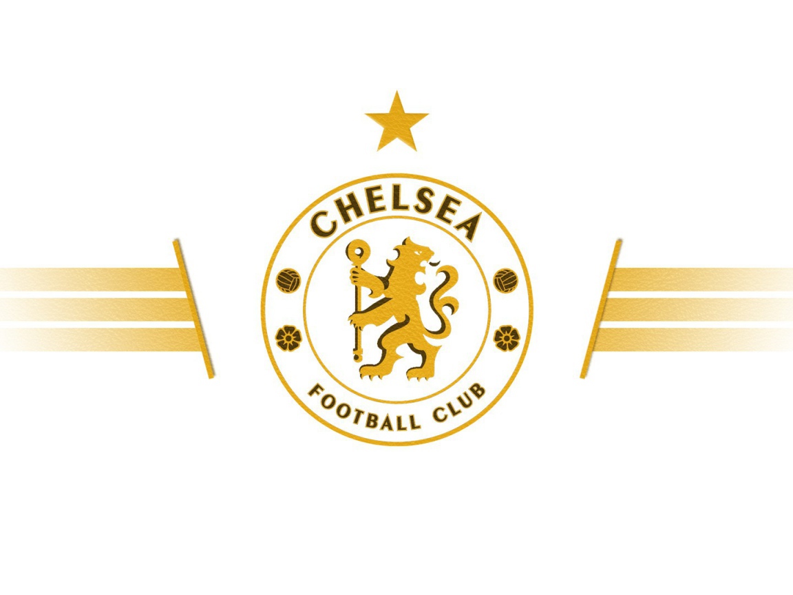 Футбольный клуб Челси, логотип золотой на белом