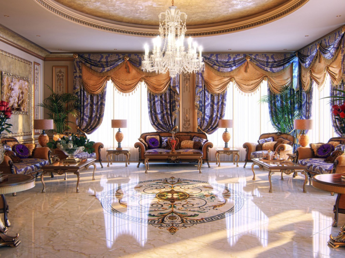 Интерьер гостиной в богатом доме