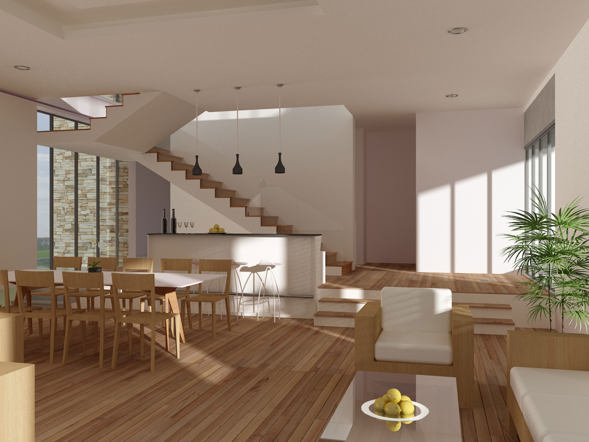 Комната с лестницей на второй этаж