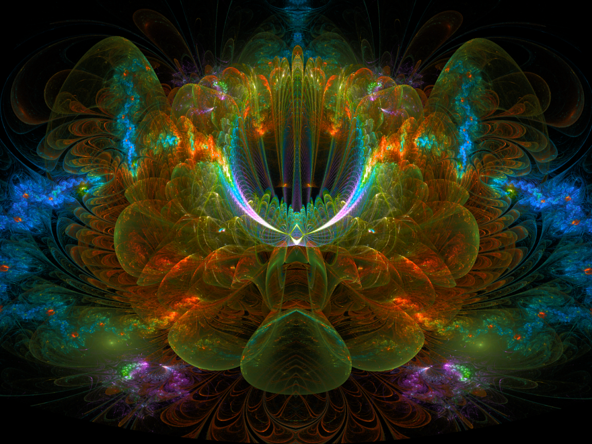 Необычный разноцветный фрактальный цветок  