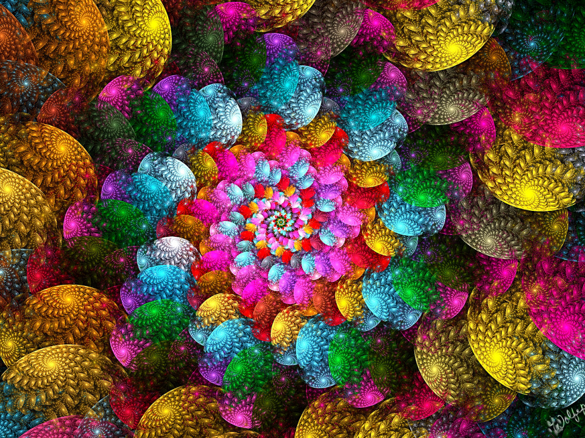 Яркий красочный спиральный абстрактный рисунок 