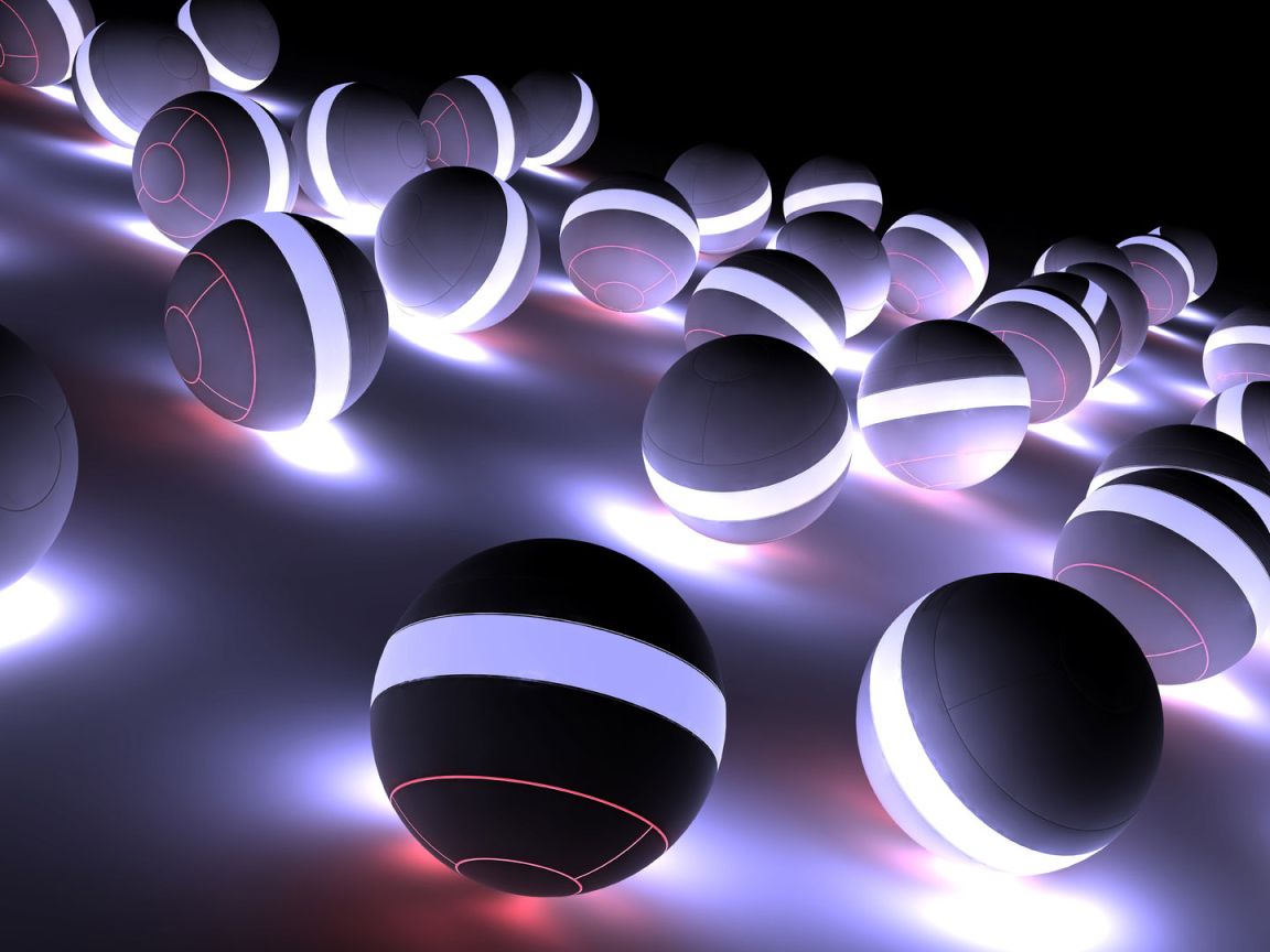 Светящиеся шары 3D графика 