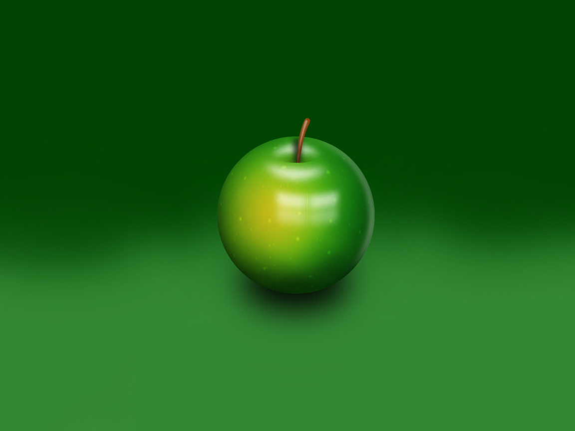 Зеленое яблоко на зеленом фоне 3D графика 