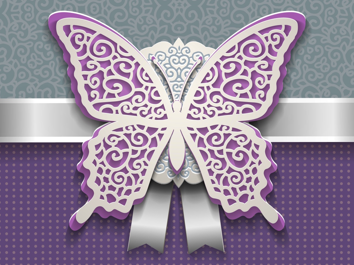 Пурпурная бабочка с белым, 3д графика