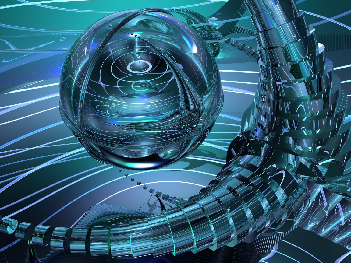 Шар и спирали 3д графика