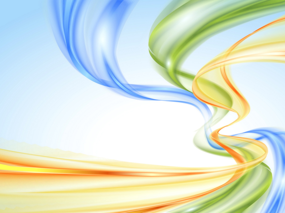 Вертикальные голубые, оранжевые и зеленые  абстрактные волны