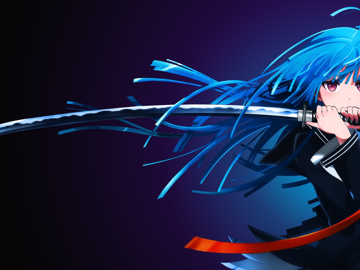 Кисара Тэндо с самурайским мечом аниме Черная пуля 