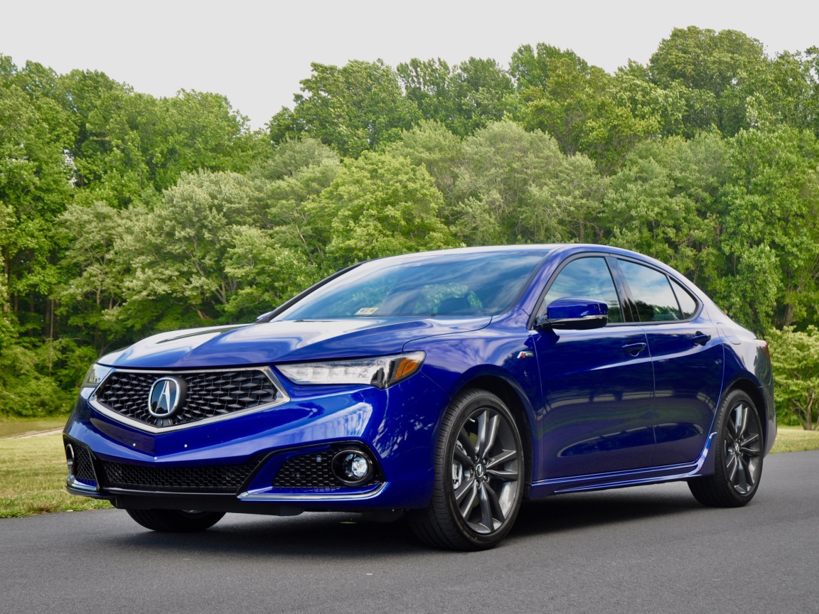 Синий электрический автомобиль Acura TLX A-Spec, 2018