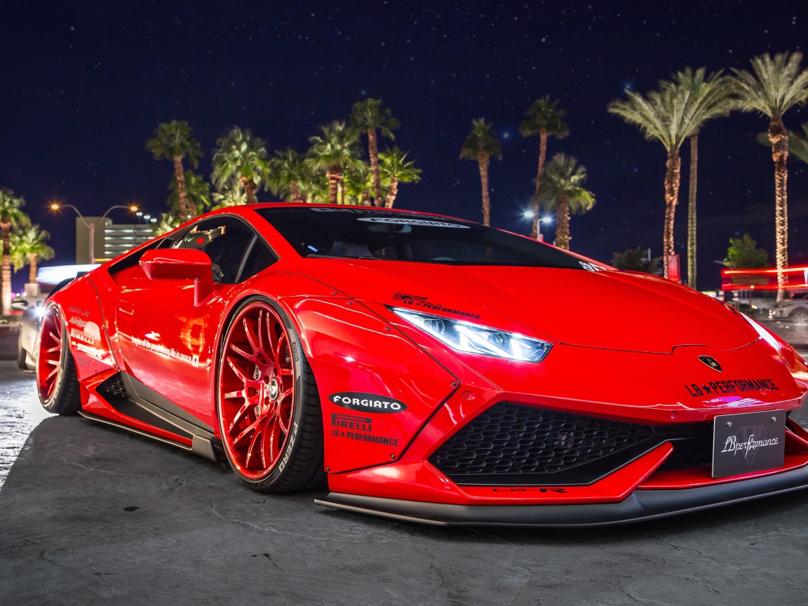 Красный суперкар Lamborghini Huracan 