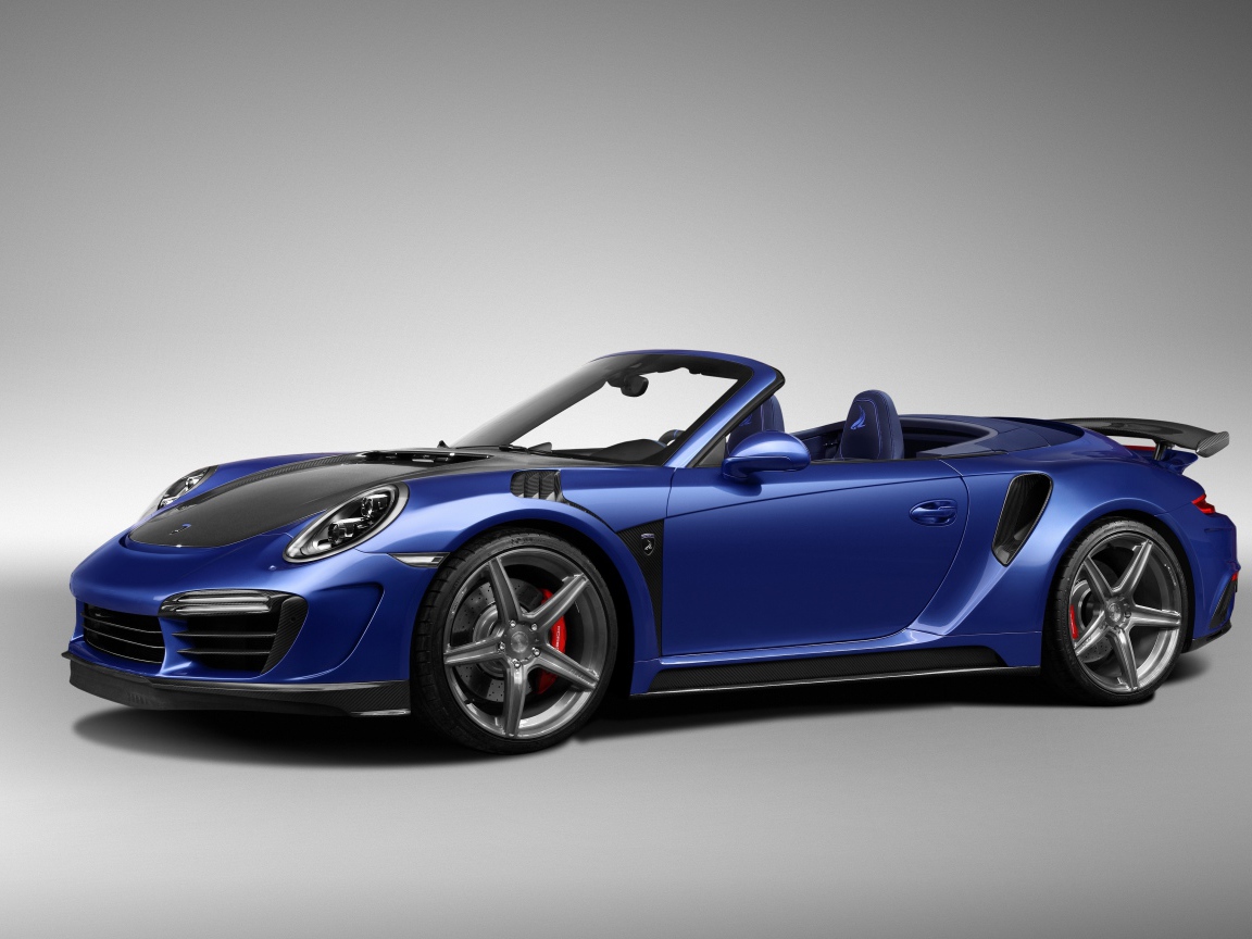 Синий автомобиль кабриолет Porsche 911 Stinger GTR, 2017 