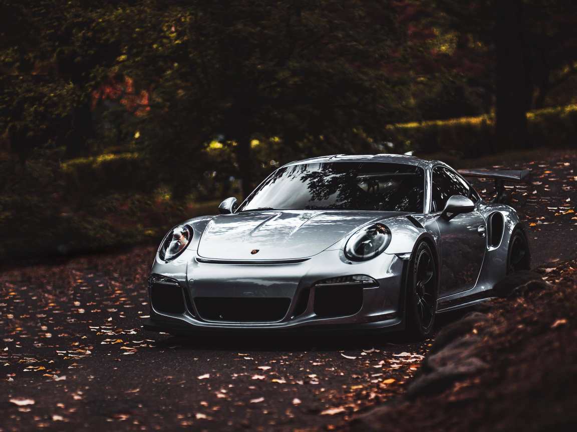 Серебристый автомобиль Porsche 911 Carrera S 