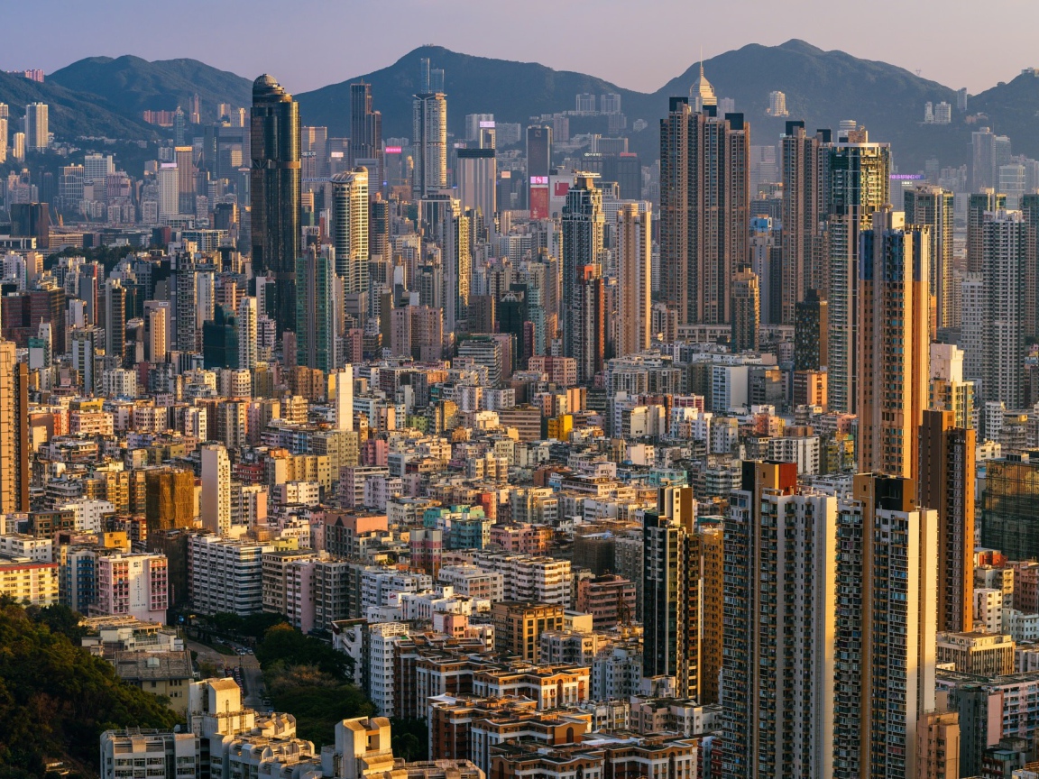 Панорама города Гонконг, Китай 