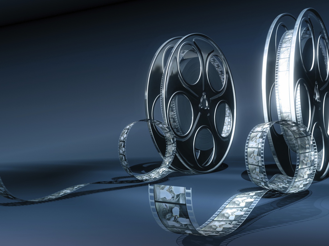 Кинопленка на бобине серый фон 