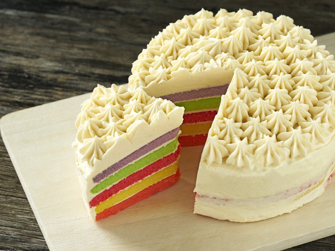Красивый разноцветный торт с масляным кремом 