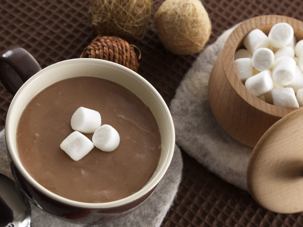 Чашка горячего шоколада с маршмеллоу 
