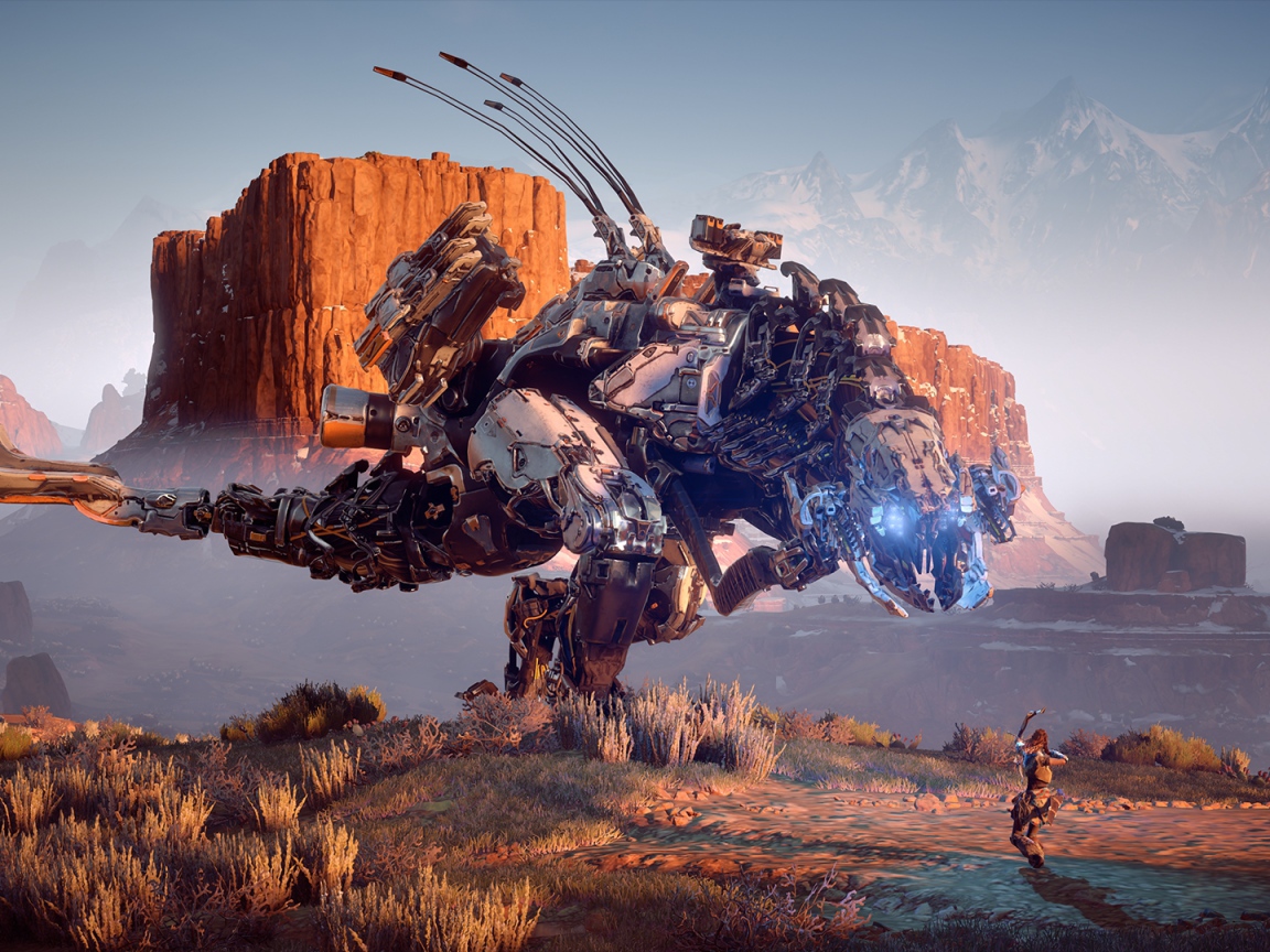 Post-apocalyptic robot pet in the game Horizon Zero Dawn