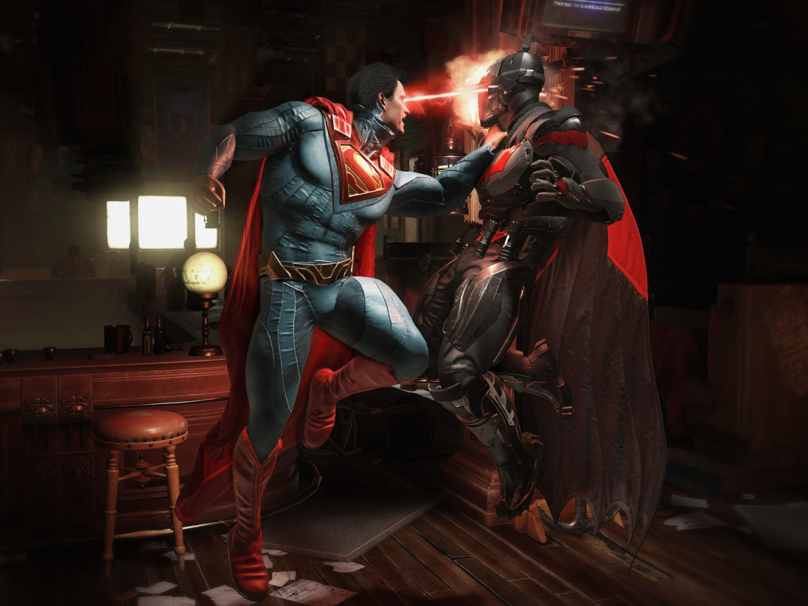 Супермен сжигает глазами игра Injustice 2 