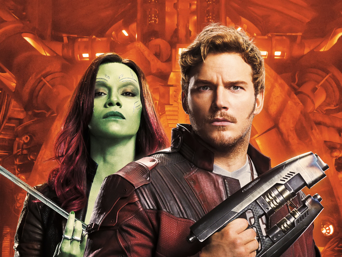 Гамора и Звездный лорд,  персонажи фильма Стражи галактики 2 