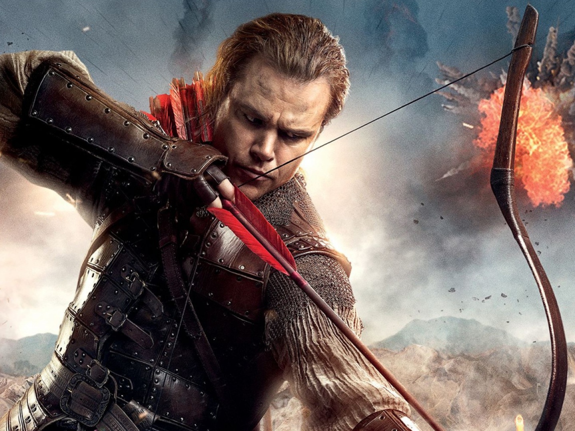 Уиллем Гэрин с луком персонаж фильма Великая стена 