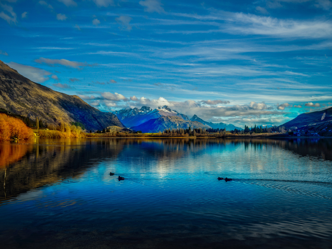 Вид на горы и озеро Хайес, Новая Зеландия