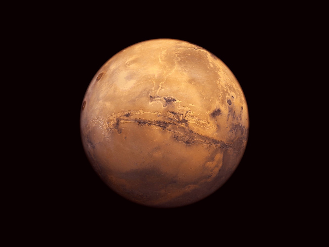 Планета Марс на черном фоне  