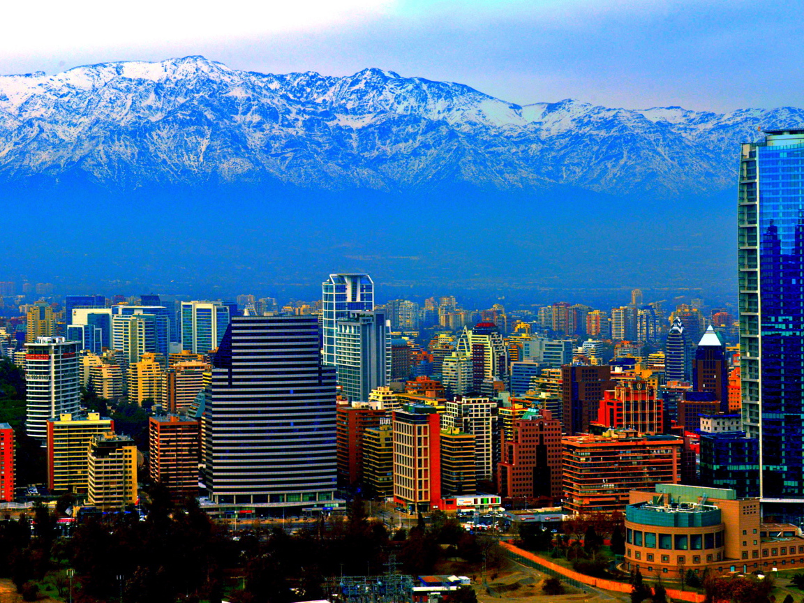 Панорама города Сантьяго, Чили 