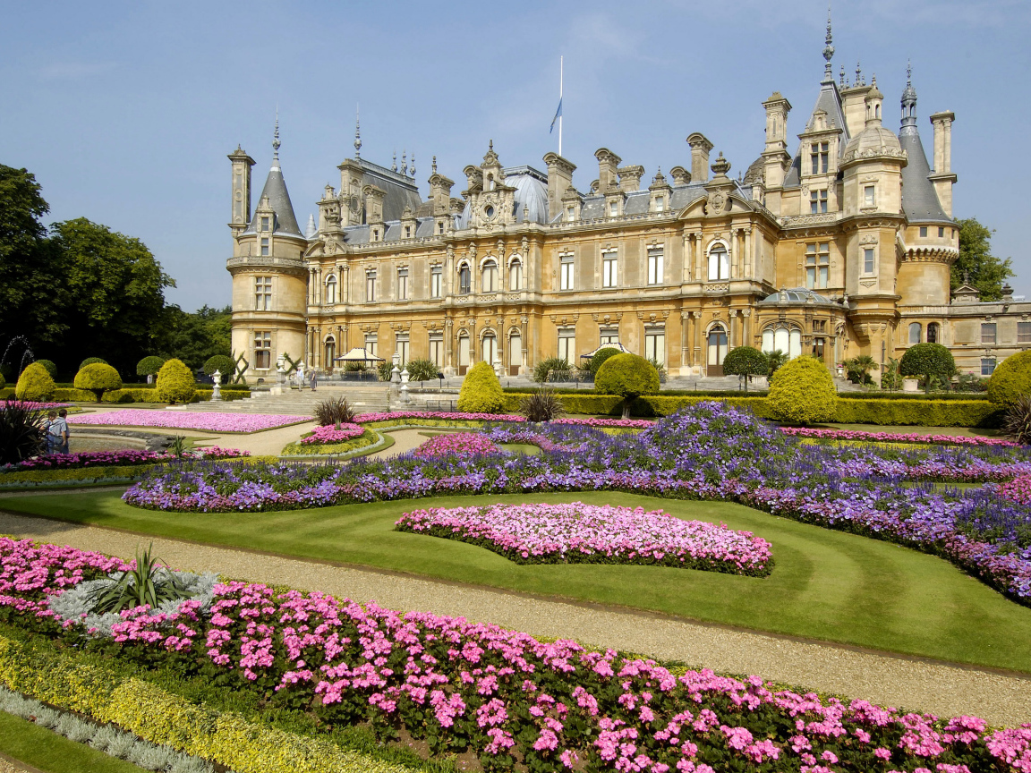 Цветущие цветы у поместья Уоддесдон, Англия 