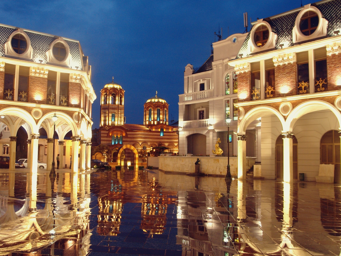 Площадь Пьяцца-дель-Пополо вечером, Рим. Италия