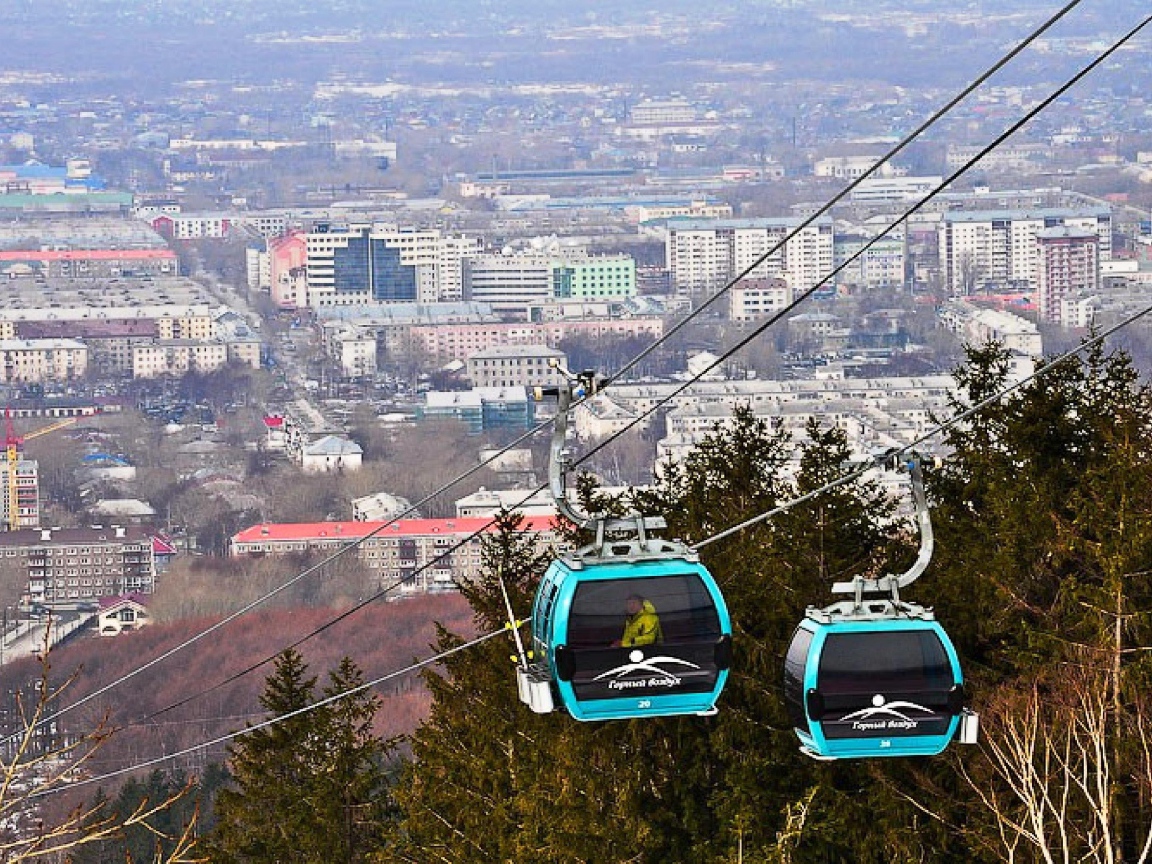 Канатная дорога, Южно - сахалинский горнолыжный курорт Горный воздух, Россия 