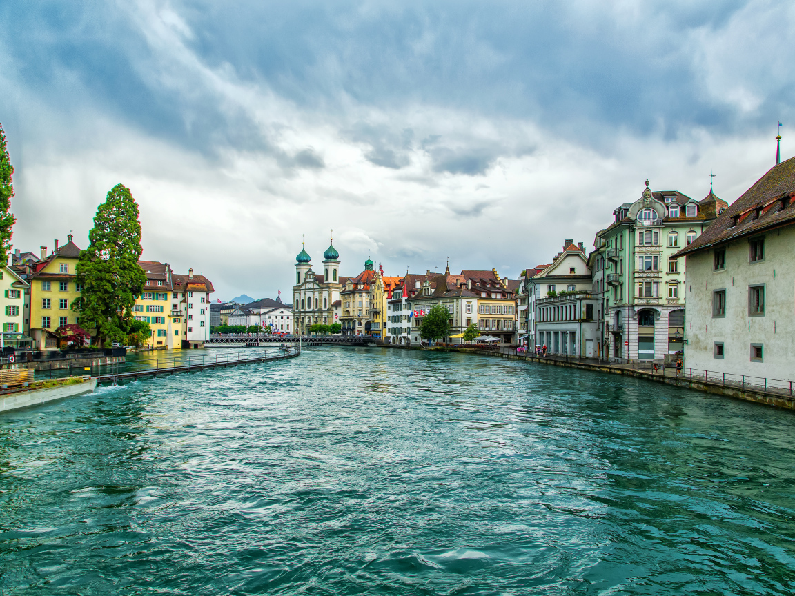 Город Люцерн на реке Ройс, Швейцария 