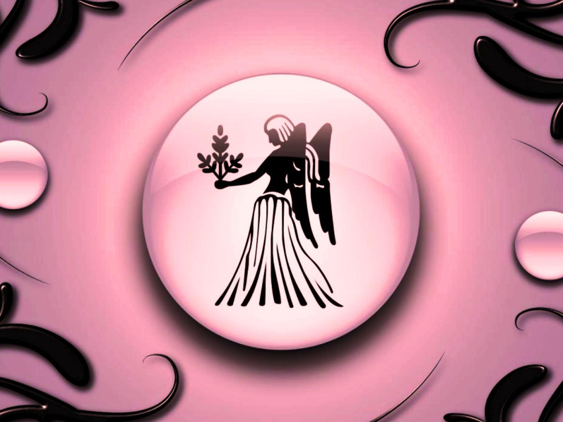 Virgo on a pink background with black ornament