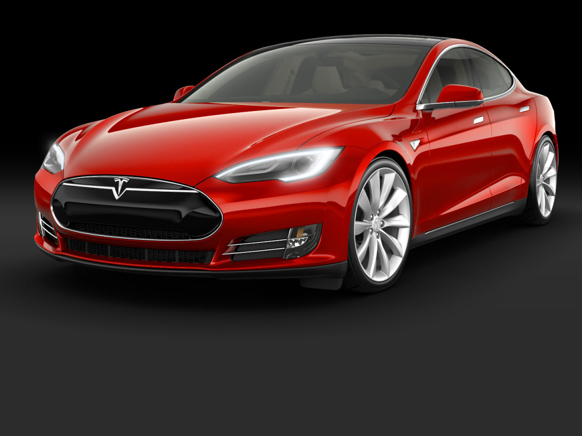 Красный электромобиль Tesla Model S 