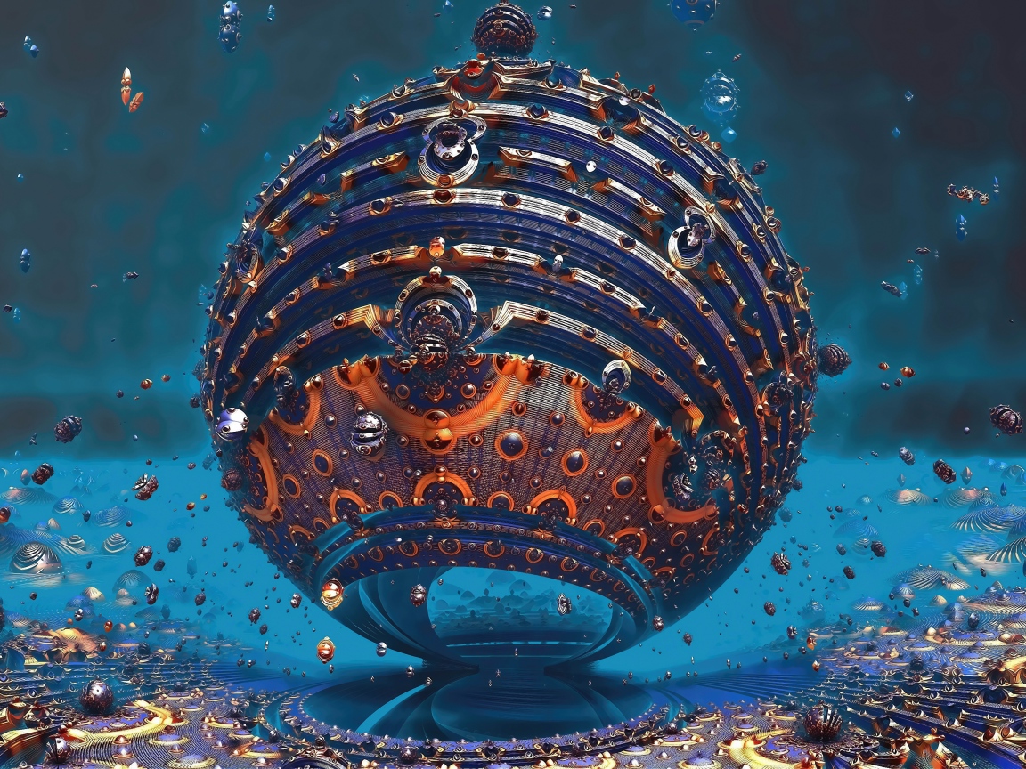 Фрактальная 3д сфера крупным планом