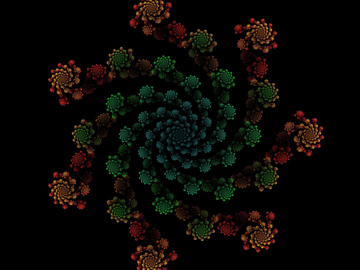 Узорный фрактальный рисунок на черном фоне