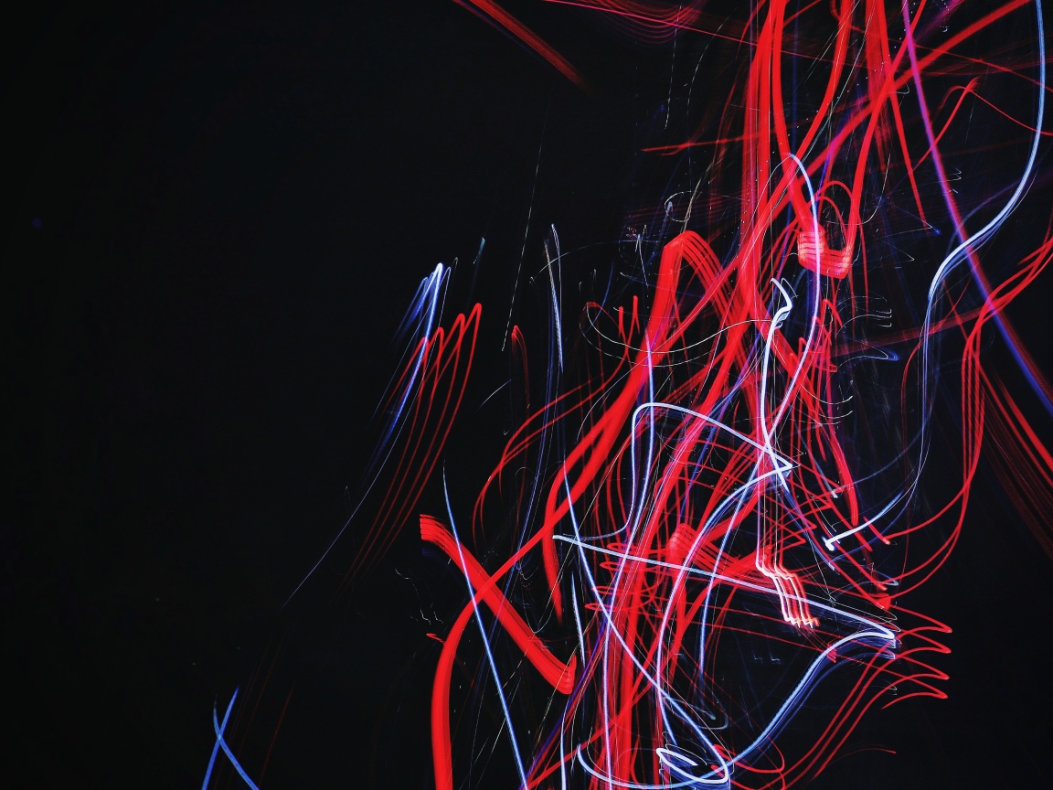 Красные и синие волны на черном фоне, 3д  графика