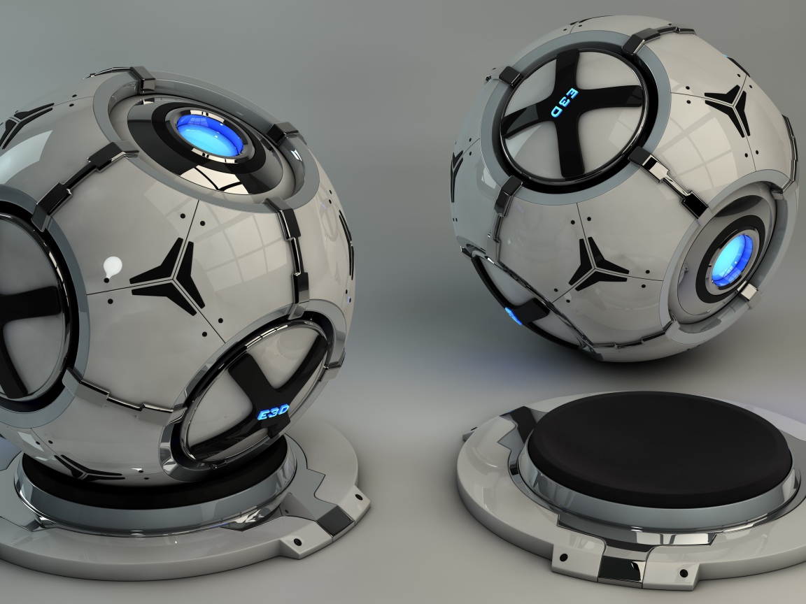 Две сфера на сером фоне, 3д графика