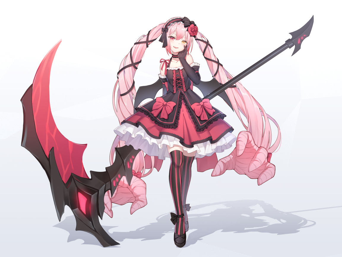 Девушка аниме с длинными розовыми волосами