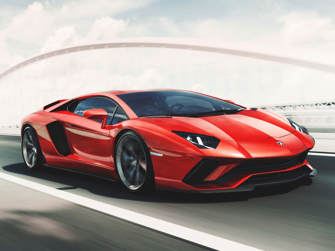 Красный спортивный автомобиль Lamborghini Aventador