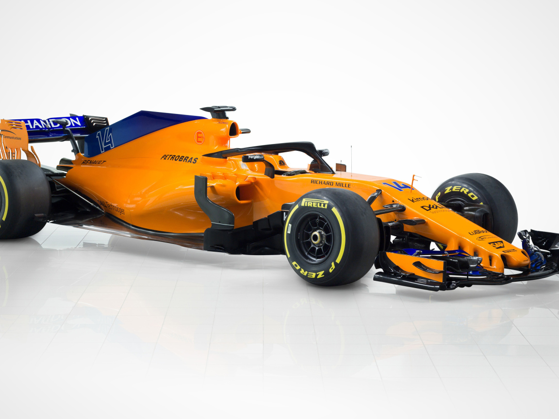 Гоночный автомобиль McLaren MCL33 F1, 2018 на сером фоне