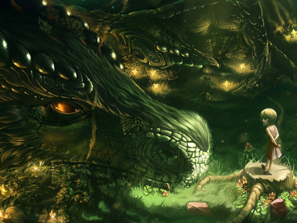 Большой дракон и маленькая девочка, фэнтези