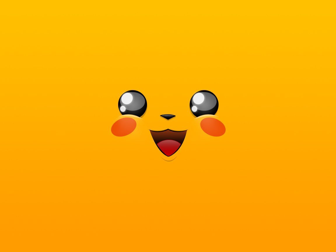 Лицо покемона Пикачу на желтом фоне