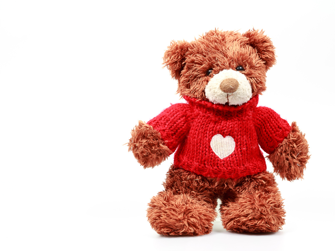 Плюшевый медвежонок Тедди в красном свитере с сердечком, подарок на день влюбленных 