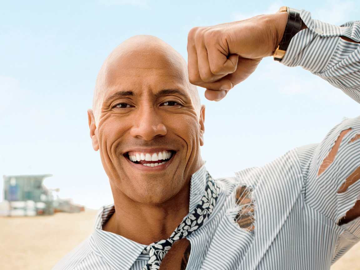 Красивый улыбающийся мужчина, актер Дуэйн Джонсон