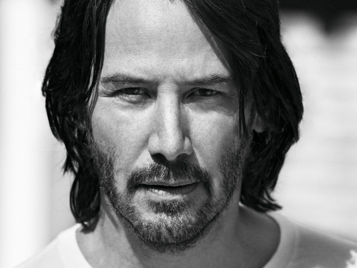 Популярный актер Киану Ривз черно-белое фото