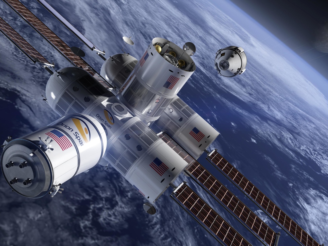 Космическая станция Aurora в космосе 